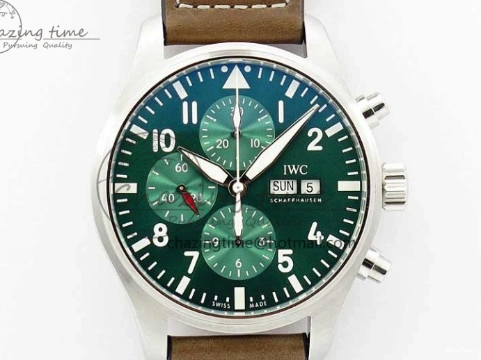 MIROTIME 0414 Pilot Chrono IW377726 ZF 1:1 Best Edition Green Dial on Brown Leather Strap A Trendsetting 7125